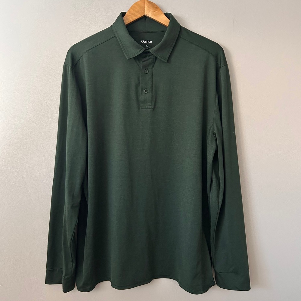 Quince Polo Shirt Men's XL Olive Green Flowknit Breeze Long Sleeve Performance